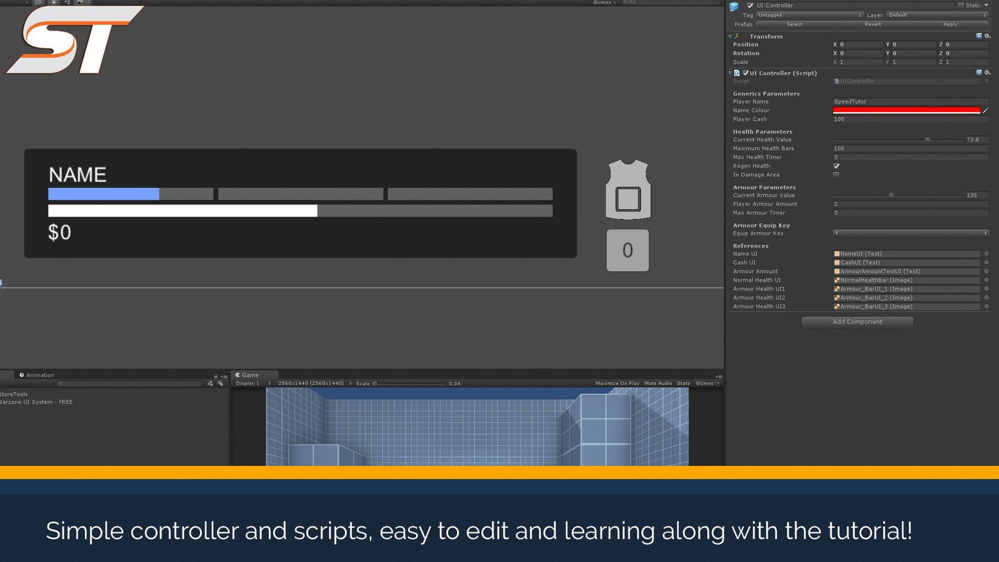 screenshot of UI controller for the battle royale system