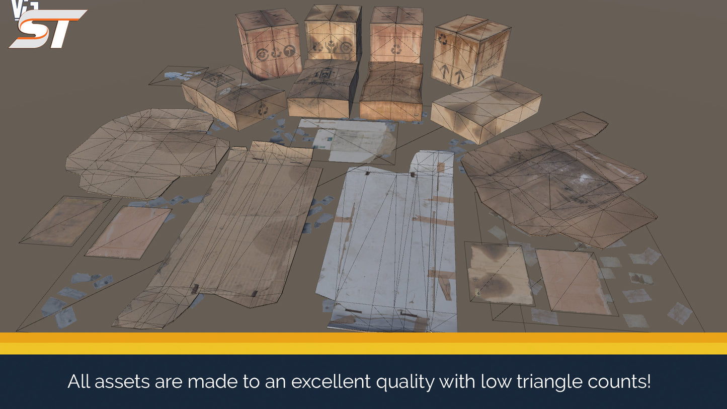 screenshot of wireframe for all of the cardboard boxes