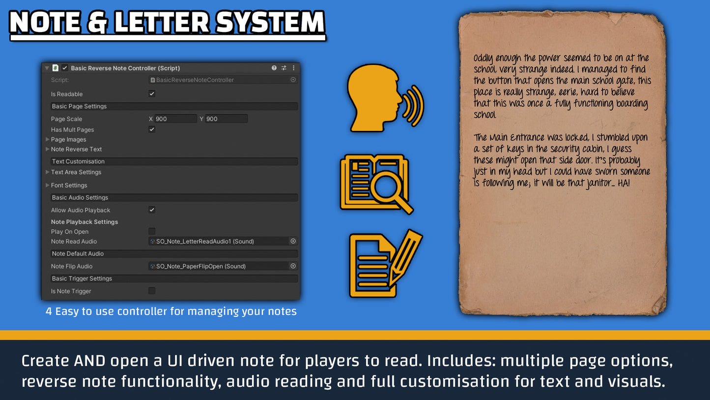 screenshot of note system in adventure kit