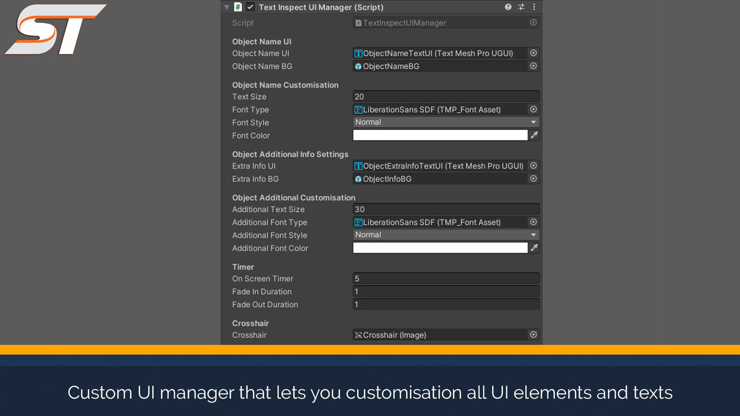 screenshot of text inspection manager for the ui system in unity