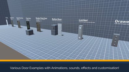 screenshot of various doors in door system sample scene
