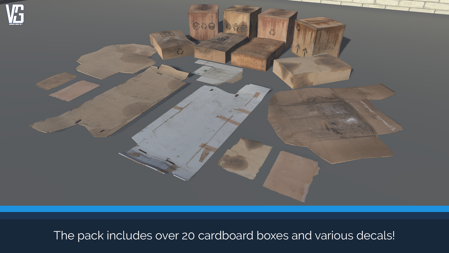 screenshot of cardboard boxes and decals