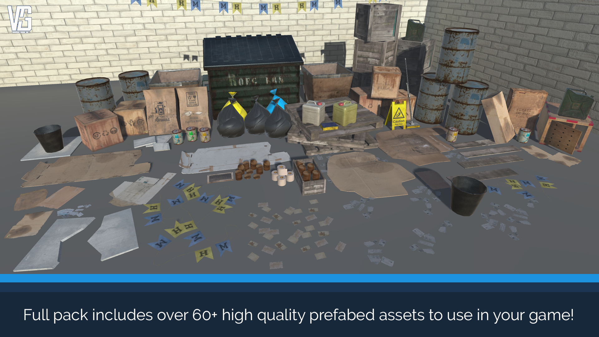 screenshot of all 3d assets in unity scene