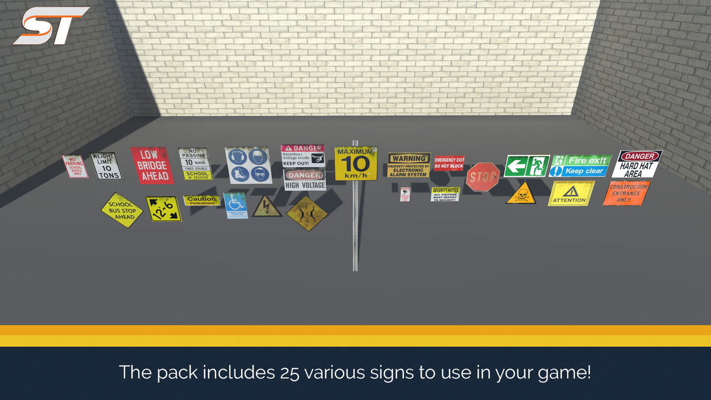 screenshot of 25 signs in a unity scene