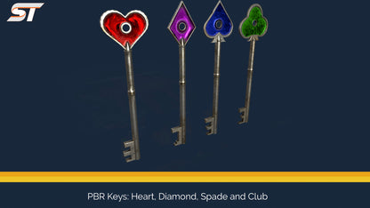 screenshot of pbr themed keys in heart diamond spade and club