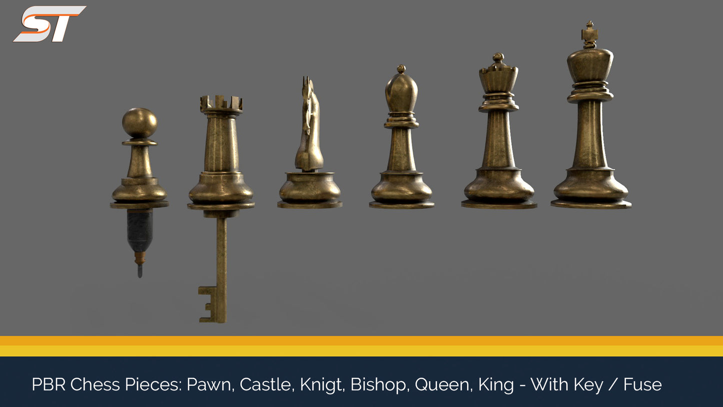 screenshot of brass chess pieces in 3d