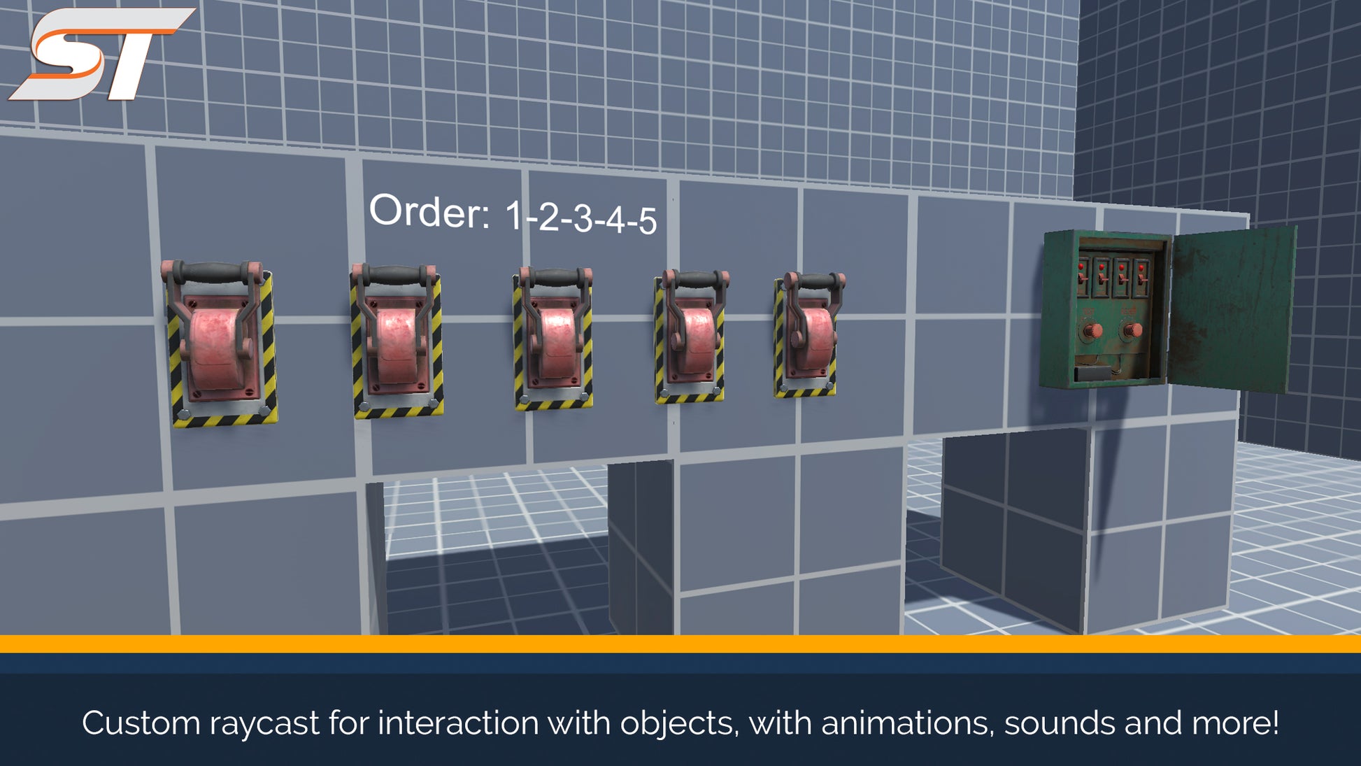 screenshot of pbr levers in the unity scene