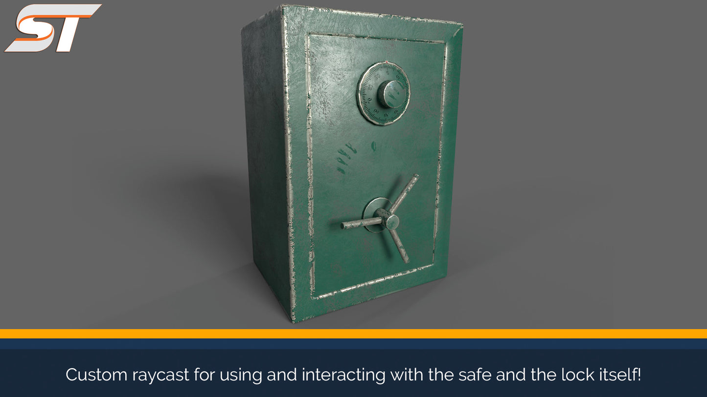screenshot of rendered 3d model of green safe