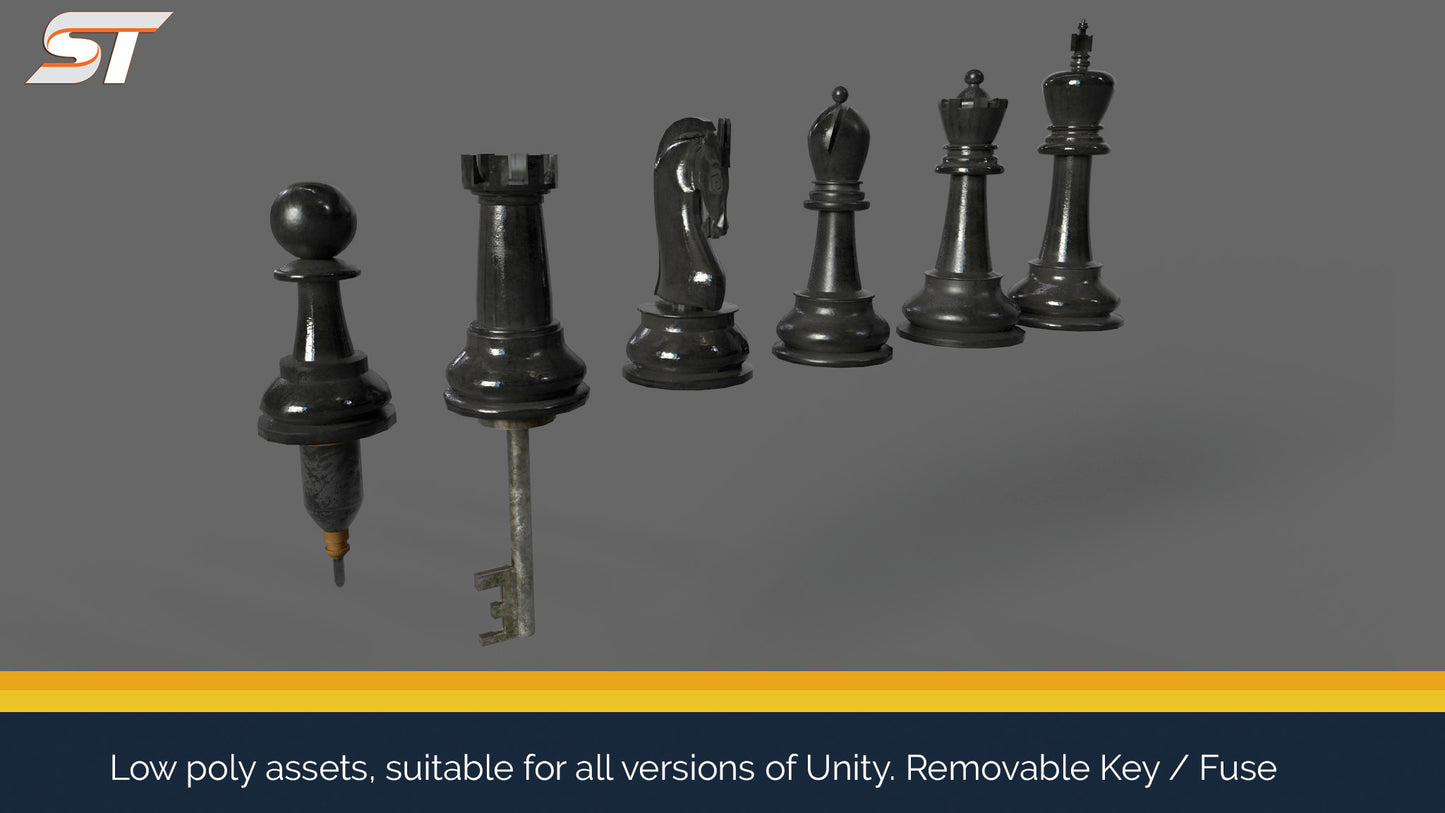 screenshot of black plastic chess piece render