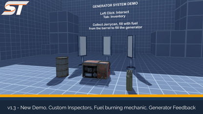 screenshot of generator system with generator jerrycan and fuel container